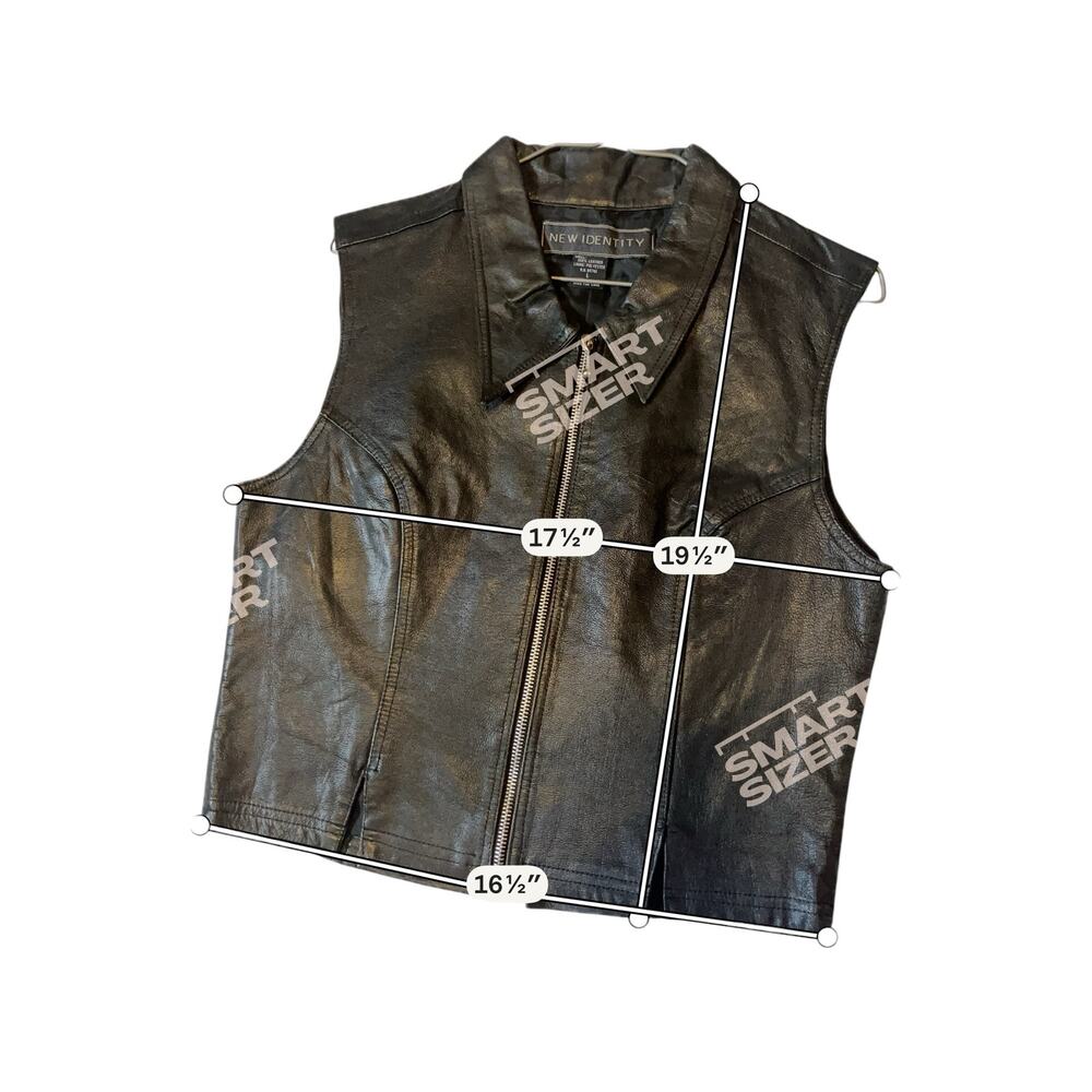 New Identity Leather Zipper Vest Large EUC